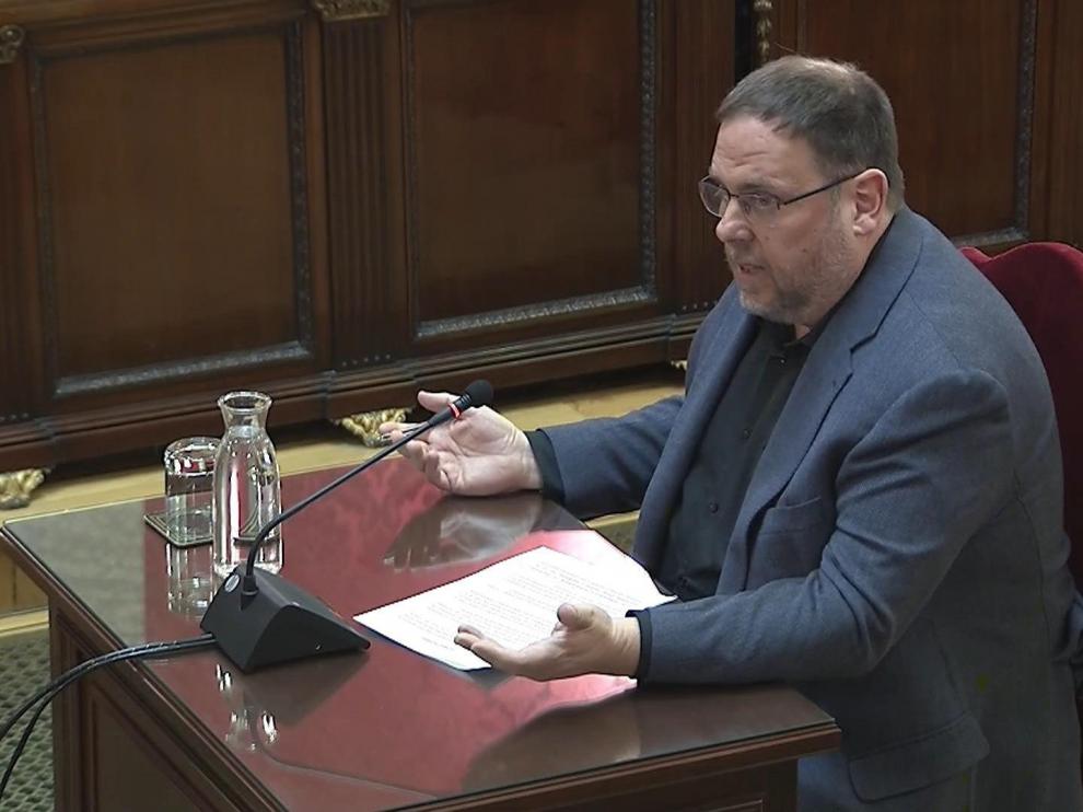 El exvicepresidente catalán Oriol Junqueras, en el Tribunal Supremo.