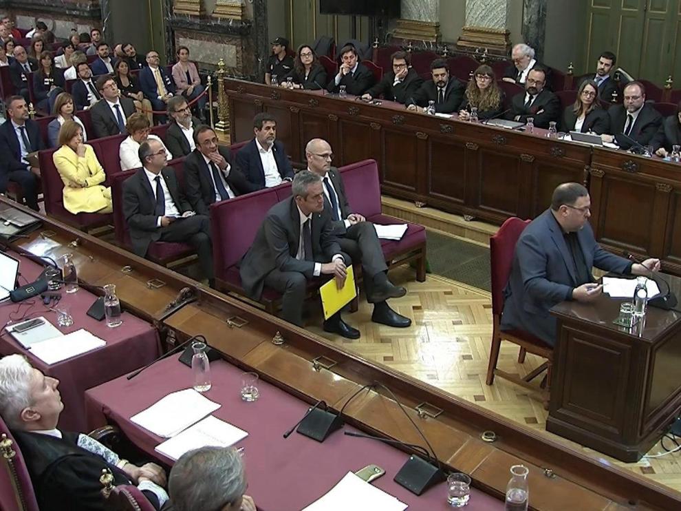 Junqueras durante su alegado final en el juicio