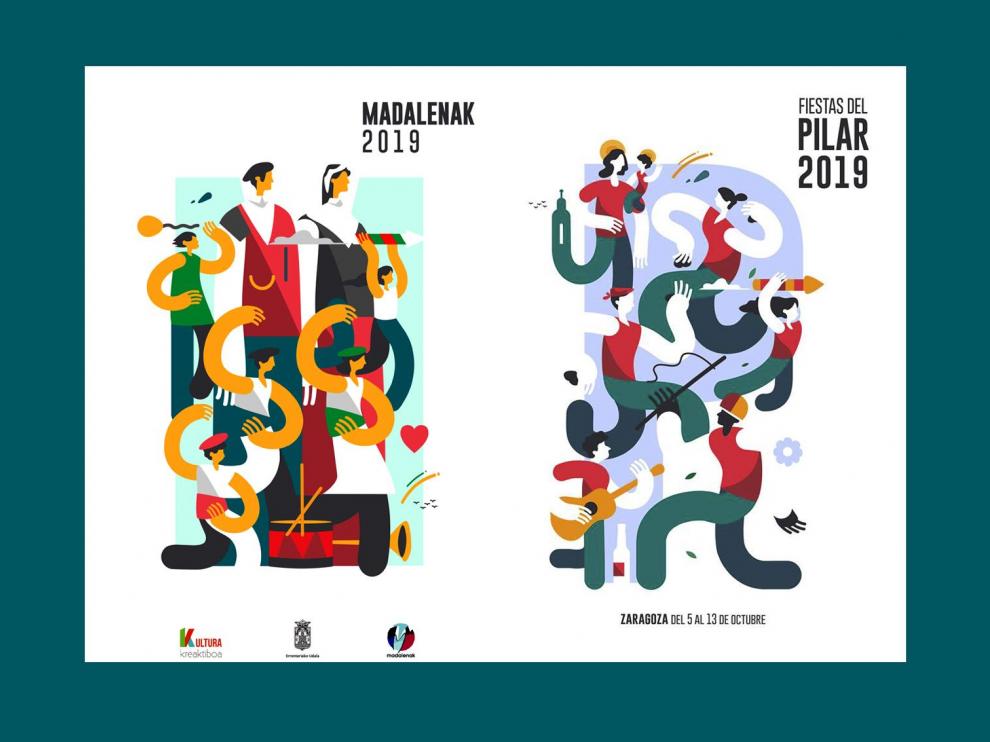 El cartel de Madalenak y de las Fiestas del Pilar de Samuel Akinfenwa