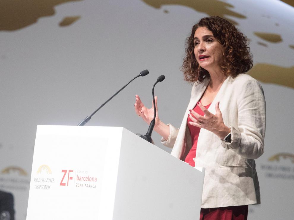La ministra de Hacienda en funciones, María Jesús Montero, este jueves en Barcelona.