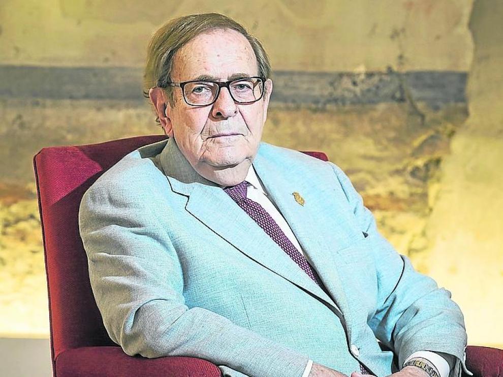 Ramón Tamames, este jueves en el Hotel Alfonso I, en Zaragoza.