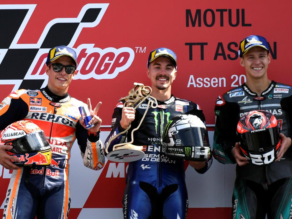 Podio de MotoGp.