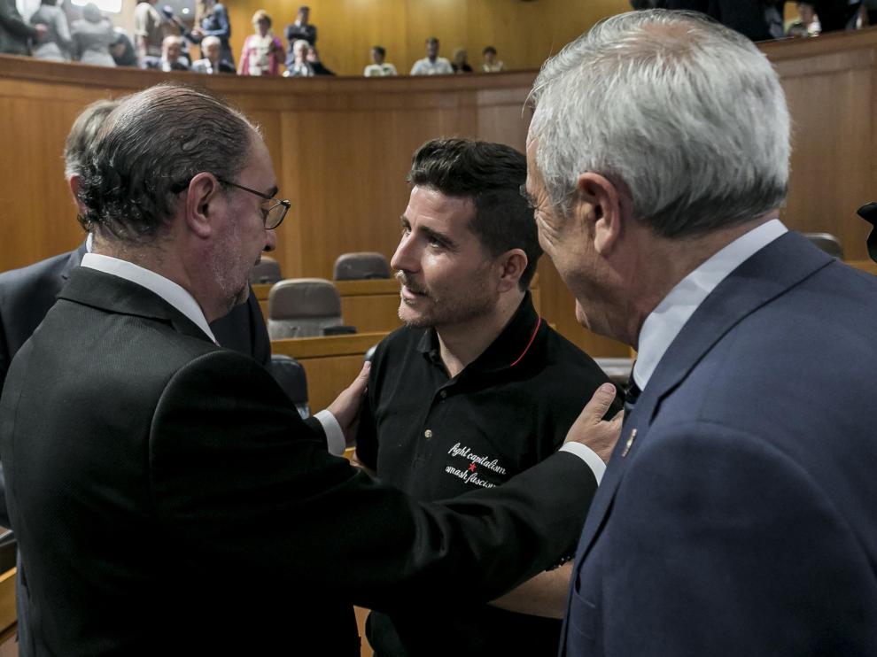 Lambán, Escartín y Sada, durante el arranque de la X legislatura de las Cortes