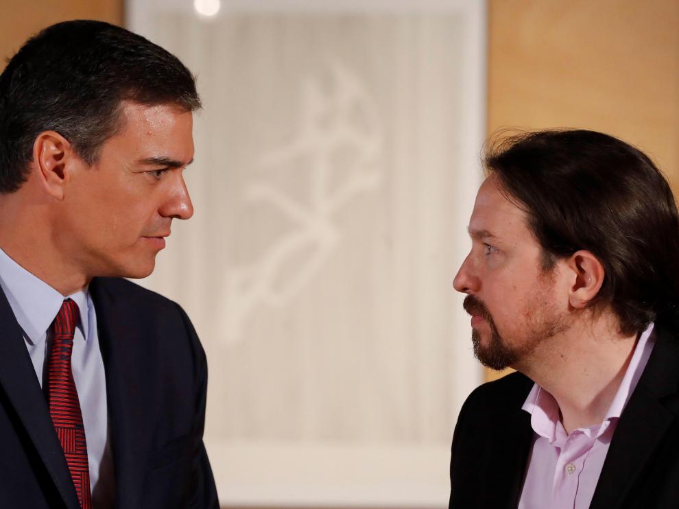 Reunión de Pedro Sánchez y Pablo Iglesias.