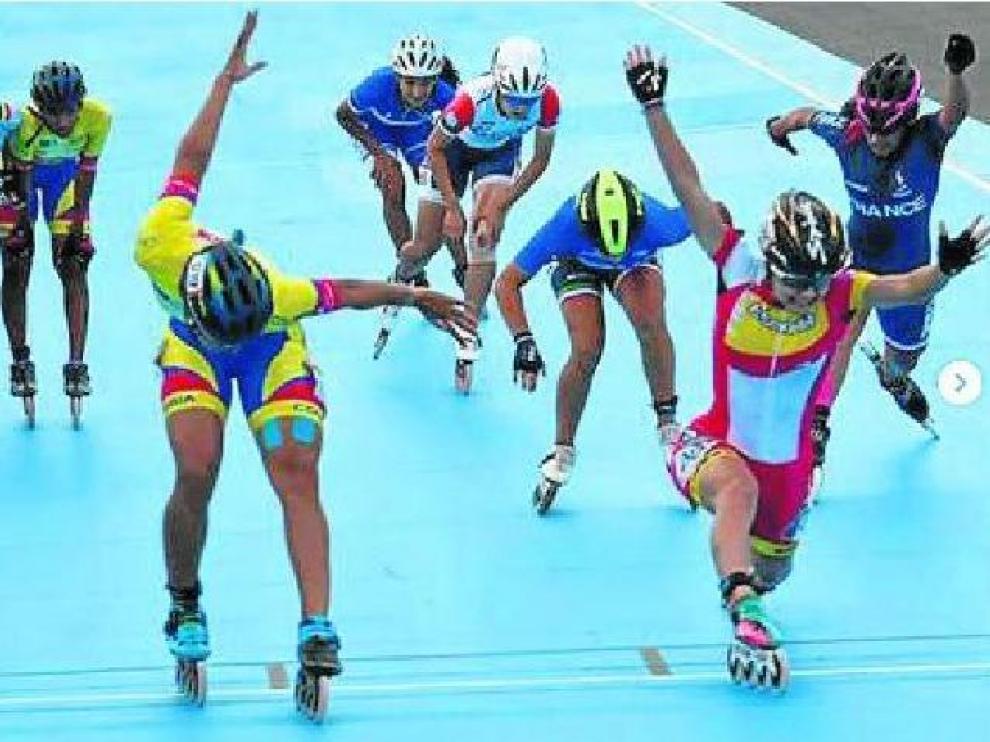 La colombiana Porto y la aragonesa Nerea Langa, en la final de 1.000 sprint.