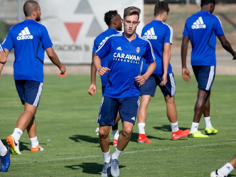 Blanco, en el entrenamiento matinal de este viernes, durante un ejercicio sin balón.