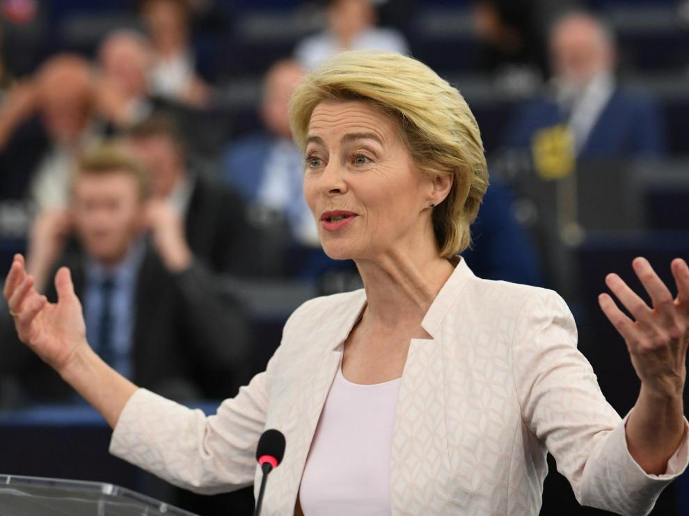 Strasbourg (France), 16/07/2019.- German Defense Minister Ursula von der Leyen and nominated President of the European Commission delivers her statement at the European Parliament in Strasbourg, France, 16 July 2019. (Francia, Estrasburgo) EFE/EPA/PATRICK SEEGER European Parliament in Strasbourg
