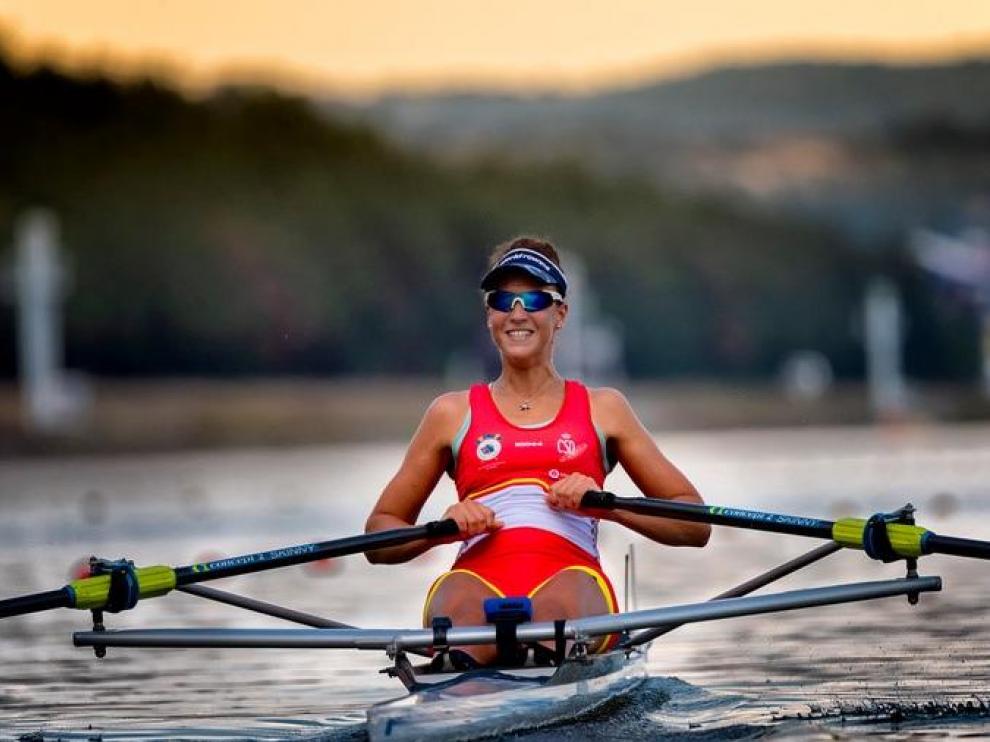 La aragonesa Esther Briz compitiendo con la selección española.