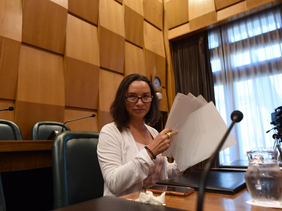 La concejal de Vox, Carmen Rouco, en la comisión de Acción Social de este jueves.