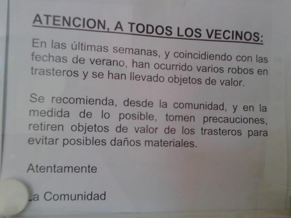 Aviso por los robos que se cometen en algunas zonas de Valdespartera