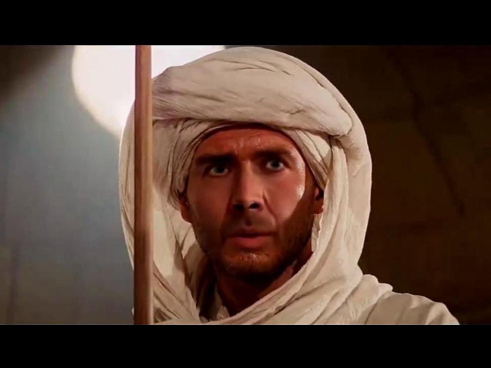 La cara de Nicolas Cage empleada para manipular el rostro de Harrison Ford en 'En busca del arca perdida'.