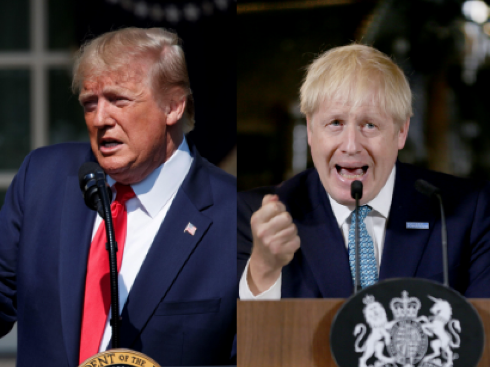 Combo de imágenes de Trump y Johnson.