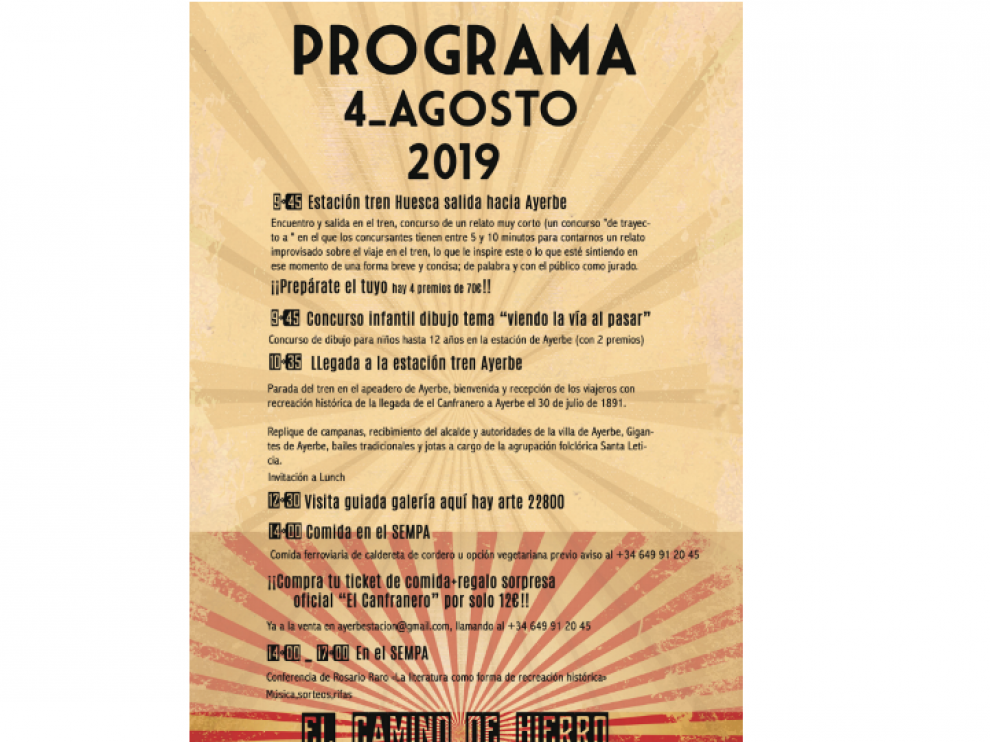 Cartel de este año de la recreación de la llegada del Canfranero a Ayerbe.