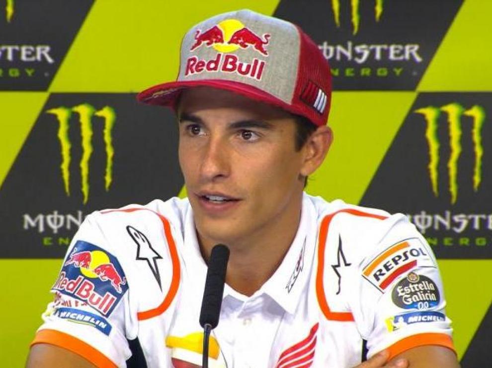Marc Márquez en la sala de prensa de Brno, República Checa.