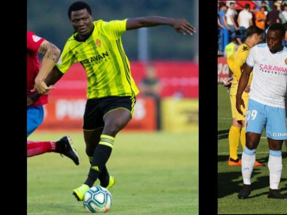 Bikoro (izda.) y Jannick Buyla (dcha.), los dos ecuatoguineanos del Real Zaragoza que han sido llamados por la selección nacional de su país.