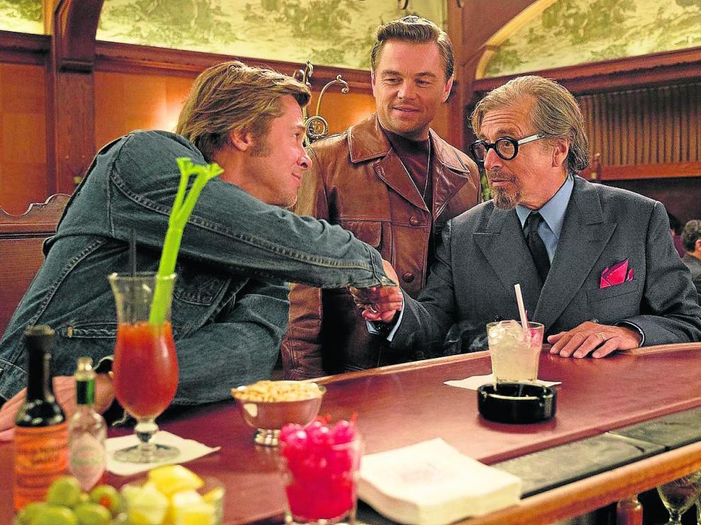 Brad Pitt, Leonardo DiCaprio y Al Pacino, protagonistas de la película ‘Érase una vez en... Hollywood’, de Tarantino.