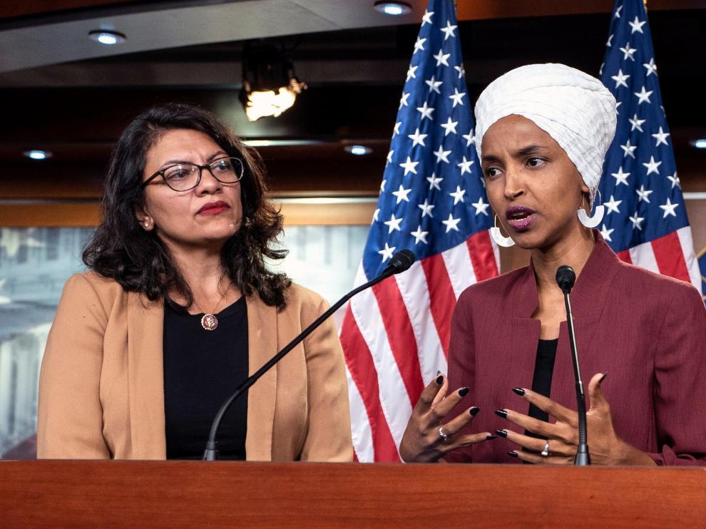 Las congresistas demócratas estadounidenses Ilhan Omar y Rashida Tlaib.