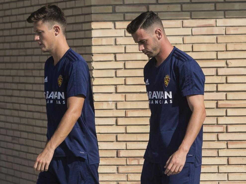 Marc Gual y Álvaro Vázquez, la pareja de delanteros con la que jugó el año pasado la mayor parte de la liga el Real Zaragoza.