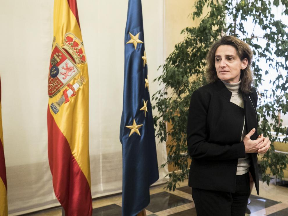 La ministra de Transición Ecológica, Teresa Ribera, durante su visita a Zaragoza en diciembre