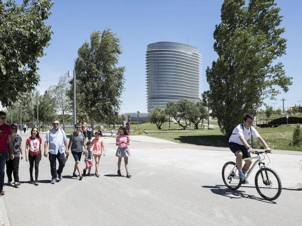 Vista del parque del Agua Luis Buñuel de Zaragoza.