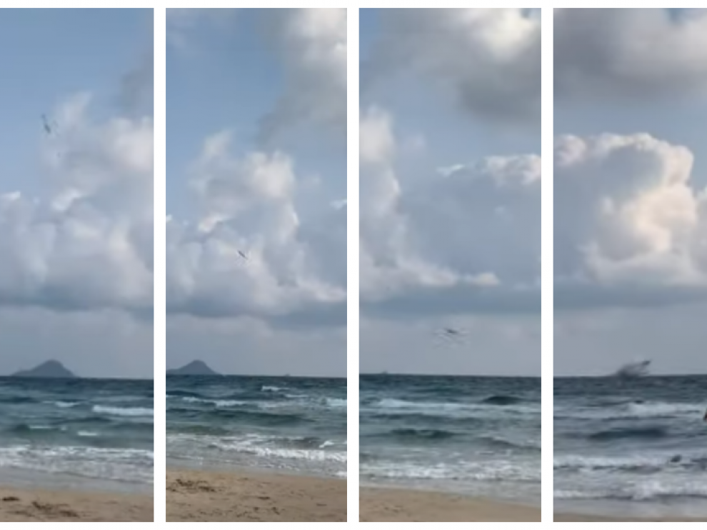 Imágenes extraídas de un vídeo en el que se puede ver como el avión se precipita en picado hacia el mar