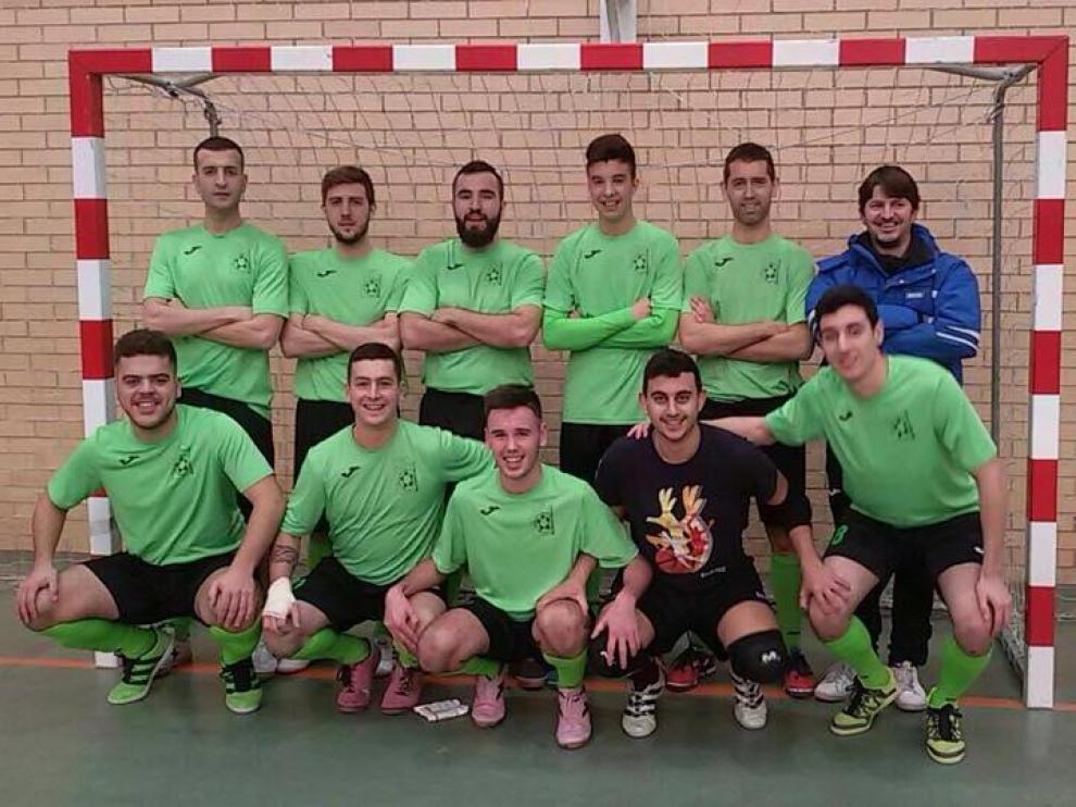 La plantilla del Mequinenza Fútbol Sala, pregonera de las fiestas patronales de la localidad.