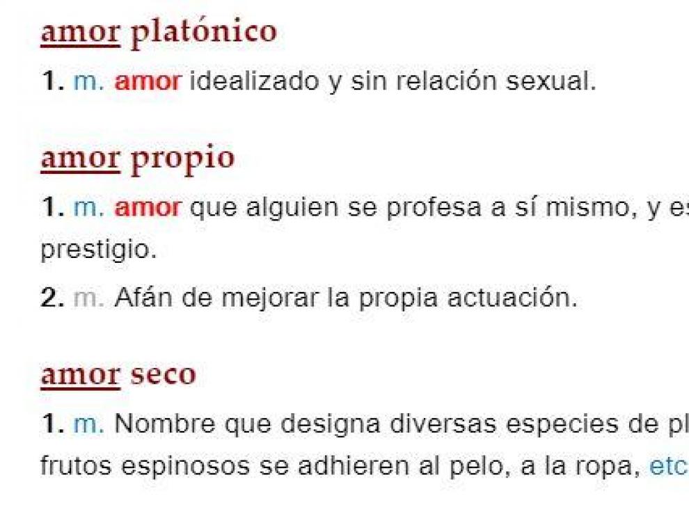 Significado de 'amor propio' en la RAE.
