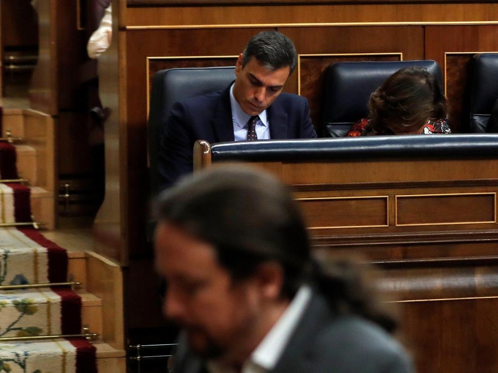 Sánchez e Iglesias coincidieron en la sesión de este miércoles en el Congreso de los Diputados