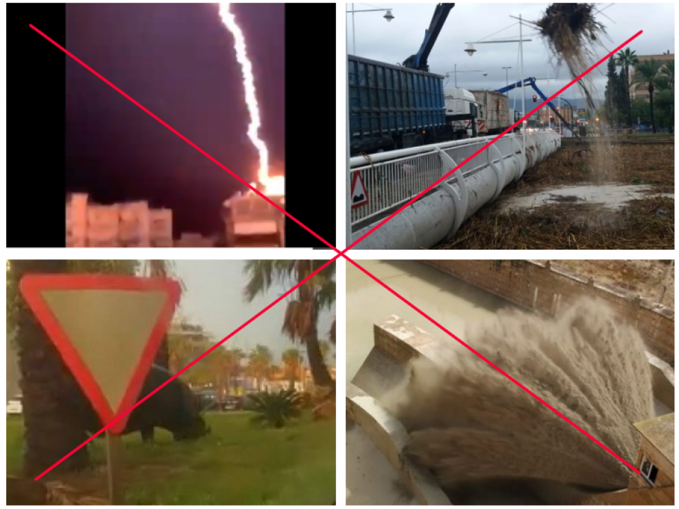 Algunas imágenes compartidas con los bulos que circulan por Twitter