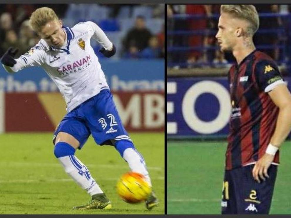 Sergio Gil, en sus inicios con el Real Zaragoza (izda. en 2016) y actualmente, recién llegado al Extremadura (dcha., 2019).