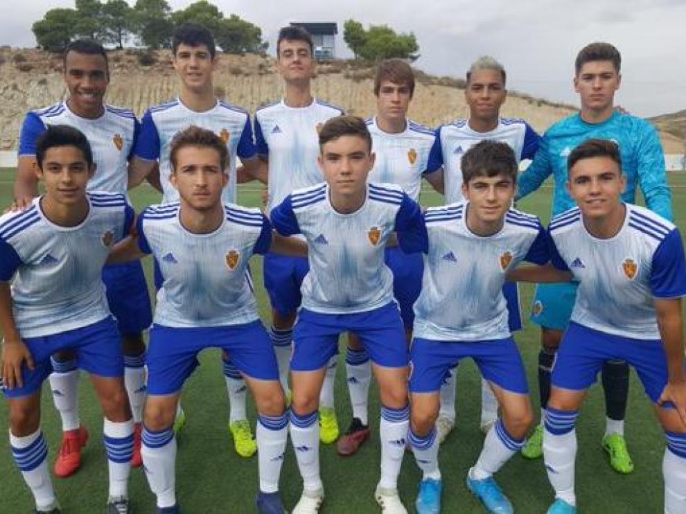 Once inicial del Real Zaragoza, Liga Nacional Juvenil, ante el San José.