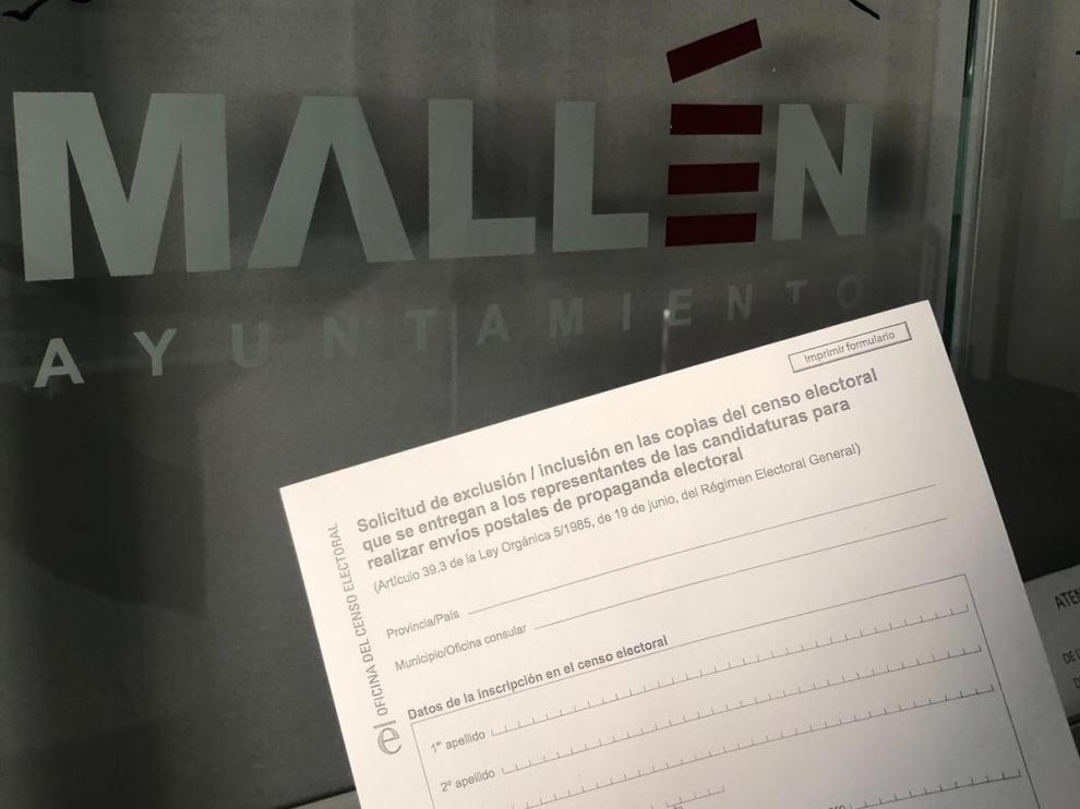 Solicitud que pone a disposición de los vecinos el Ayuntamiento en distintas dependencias.