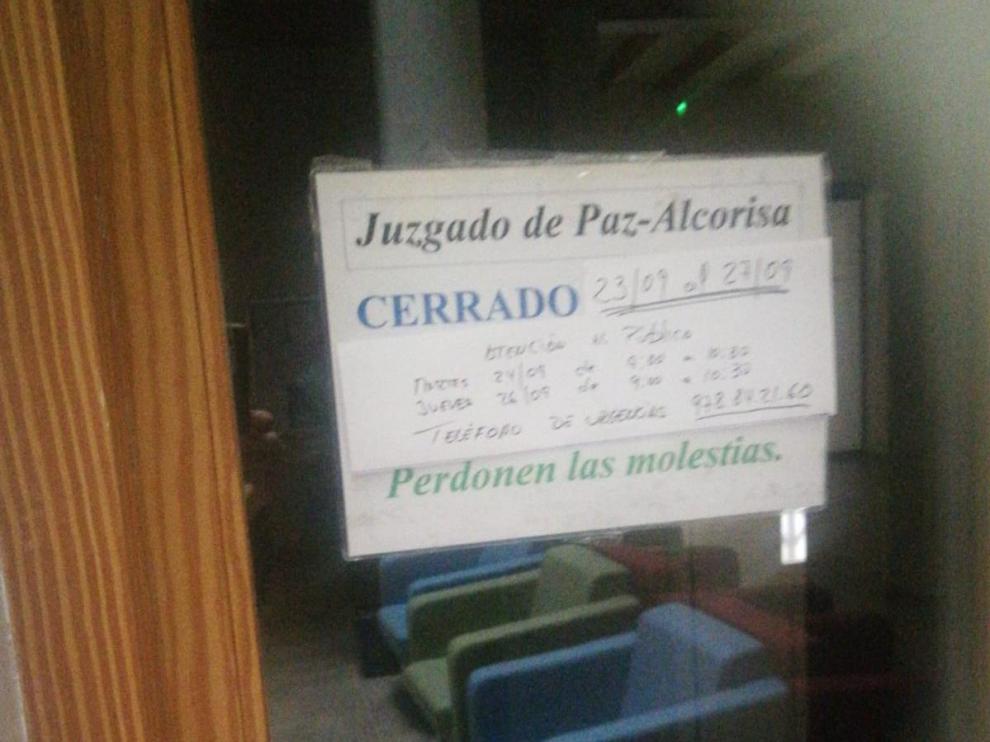 Situación en el juzgado de paz de Alcorisa.