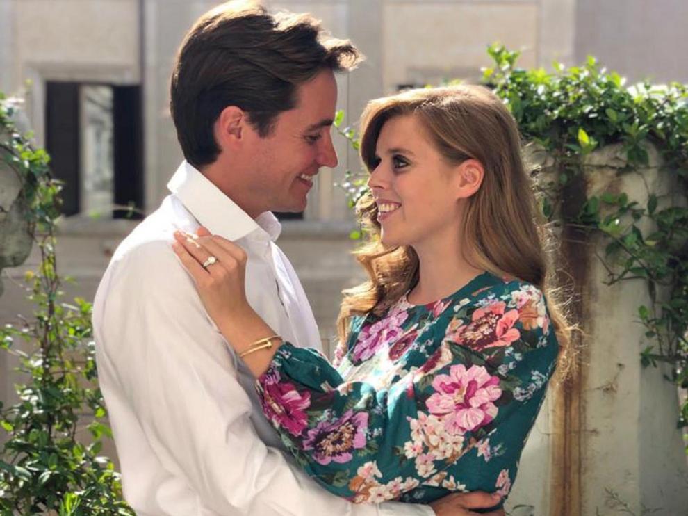 Undated picture released by Buckingham Palace shows Princess Beatrice and Edoardo Mapelli Mozzi in Italy, whose engagement has been announced today, in this handout obtained by Reuters on September 26, 2019. Princess Eugenie/Handout via REUTERS ATTENTION EDITORS - THIS IMAGE WAS PROVIDED BY A THIRD PARTY. NO RESALES. NO ARCHIVES. EDITORIAL USE ONLY. MANDATORY CREDIT. NO COMMERCIAL OR BOOK SALES. NO COMMERCIAL USE (including any use in merchandising, advertising or any other non-editorial use including, for example, calendars, books and supplements). NOT FOR USE AFTER 26 OCTOBER, 2019. The photograph must not be digitally enhanced, manipulated or modified in any manner or form and must include all of the individuals in the photograph when published. All other requests for use should be directed in writing to the Press Office at Buckingham Palace. This handout photo may only be used in for editorial reporting purposes for the contemporaneous illustration of events, things or the people i