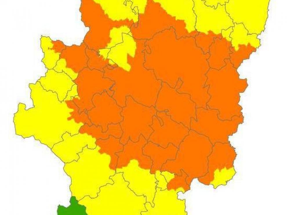Alerta naranja por riesgo de incendios forestales en el centro de Aragón