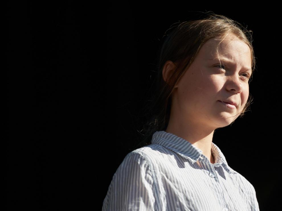 Montreal (Canada), 27/09/2019.- Swedish sixteen-year-old climate activist Greta Thunberg speaks during a press conference at the end of the march for the climate strike in Montreal, Quebec, Canada, 27 September 2019. Thunberg participated in several climate events in Montreal, continuing a month-long series of climate-related appearances in the US and Canada which began with her sailing from England to New York in late August. (Nueva York) EFE/EPA/VALERIE BLUM Greta Thunberg participates in climate rally