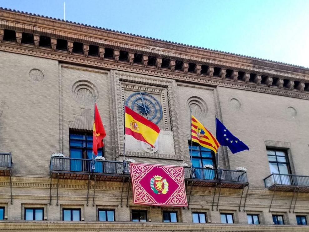 Fachada del Ayuntamiento de Zaragoza, en la actualidad.