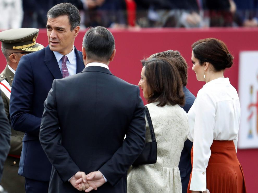 Pedro Sánchez, momentos antes de que comenzara el desfile