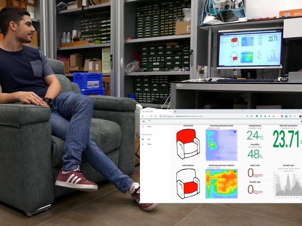 Prototipo de sillón del proyecto Maturolife y mapeo de calor de uso del mismo.