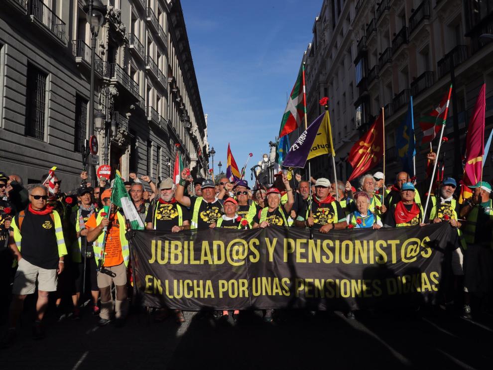 Los jubilados han llevado hoy su protesta al centro de Madrid.