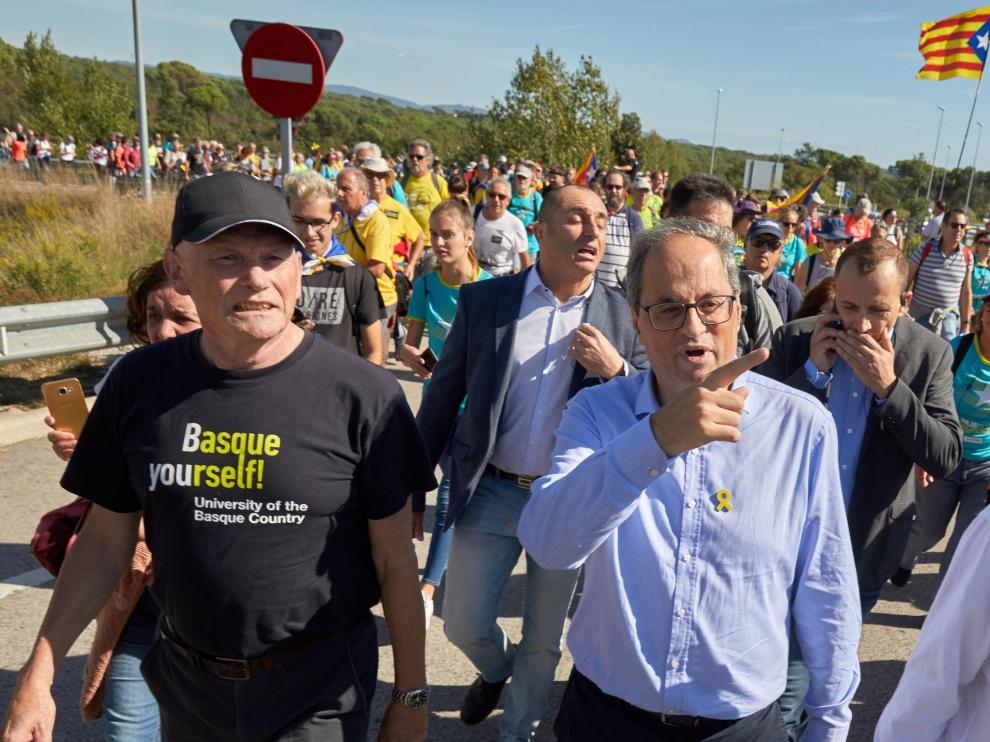 Torra, en la manifestación a la que se ha unido este miércoles.