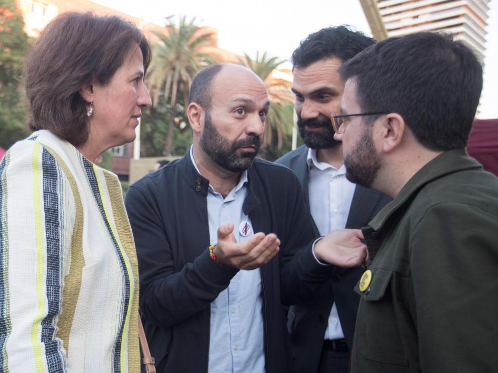 La presidenta de la ANC, Elisenda Paluzie, durante la manifestación que recorrió la calle Marina de Barcelona.