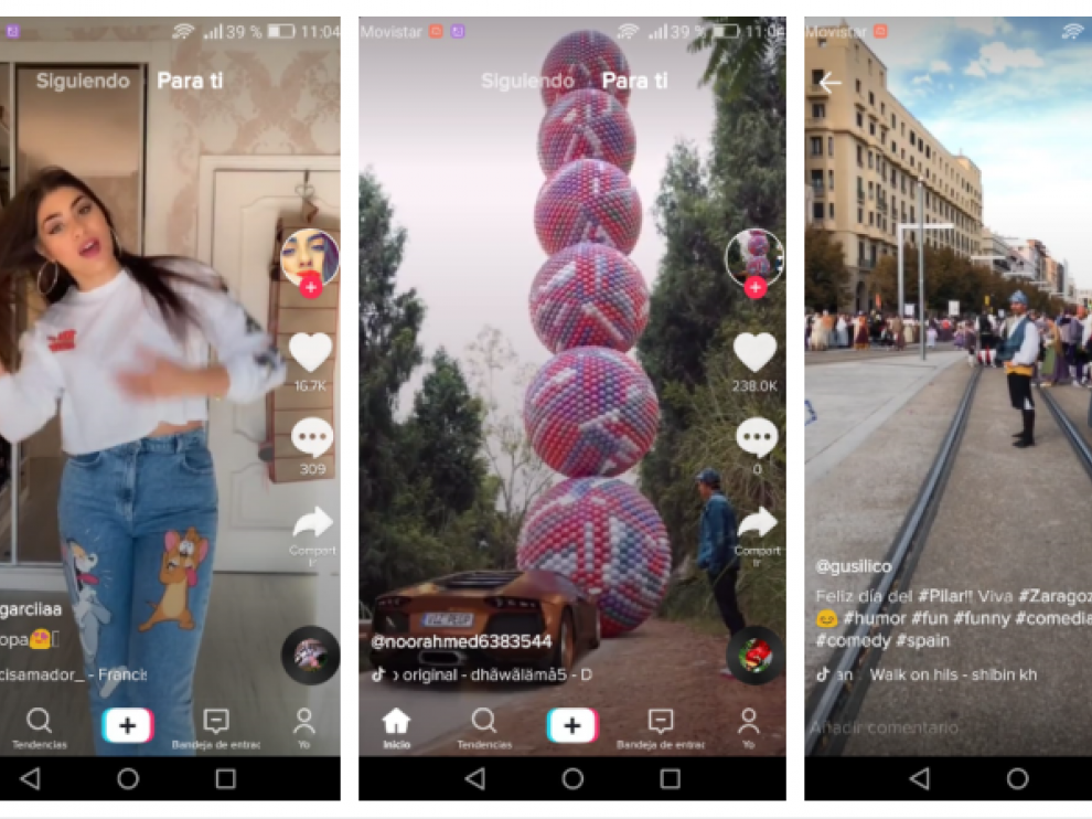 Varias capturas de la red social Tik Tok