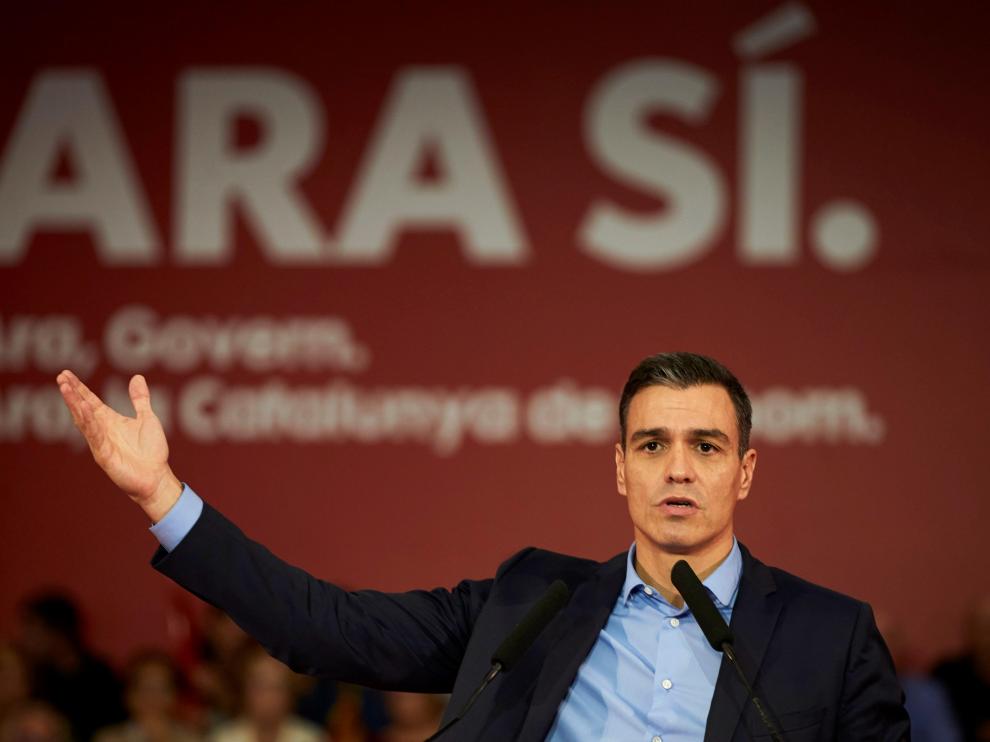 Pedro Sánchez en un acto preelectoral.
