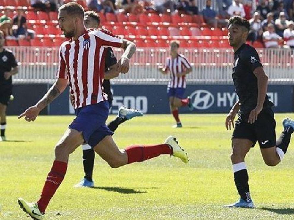 Darío, en un partido recientes del Atlético de Madrid B