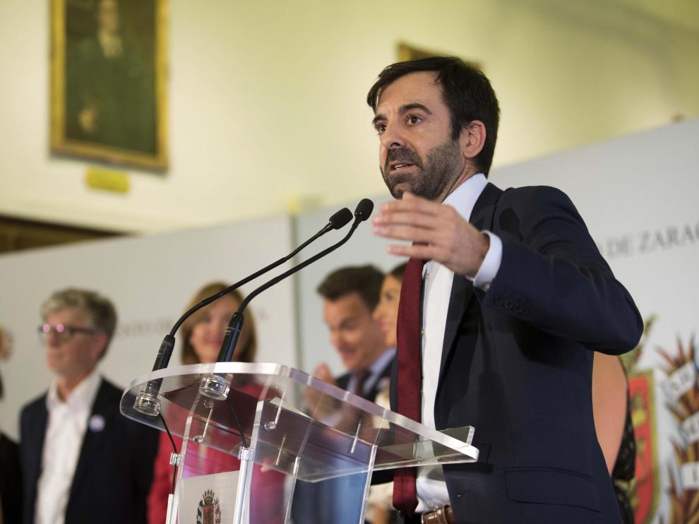 El gerente de Zaragoza Cultural, David Lozano, en la presentación de las fiestas del Pilar.