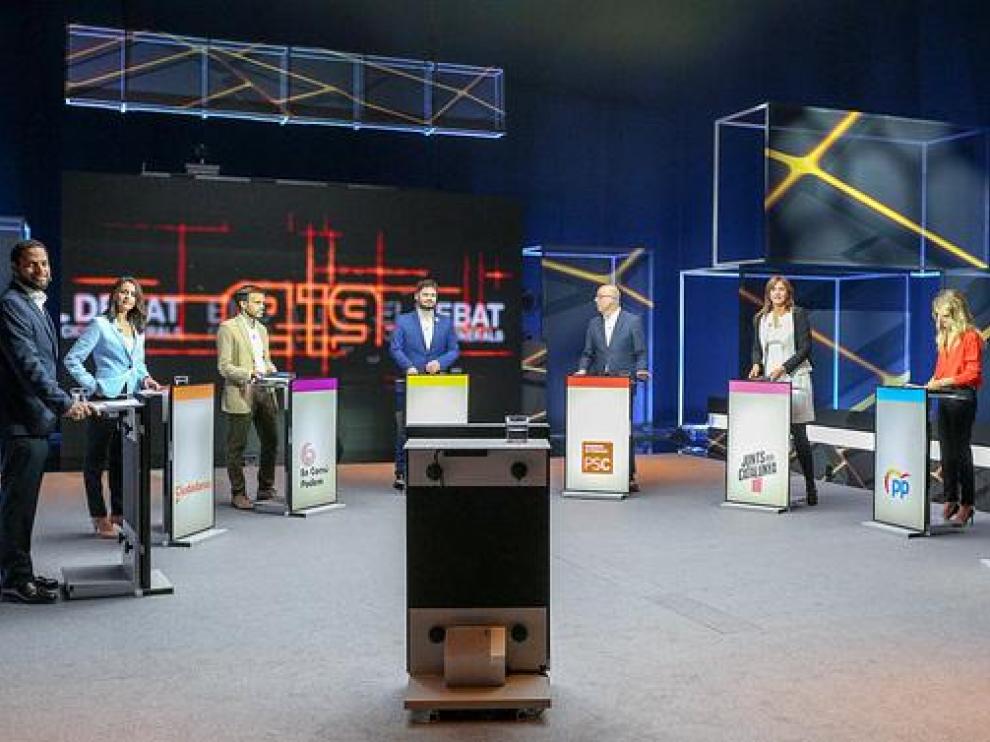 Los candidatos, durante el debate en TV3.