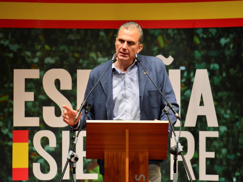 El secretario general de Vox, Javier Ortega Smith, este viernes durante un acto público en Palencia.