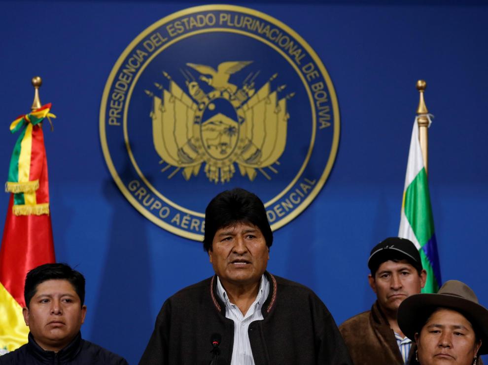 Evo Morales, durante su rueda de prensa este domingo en El Alto.