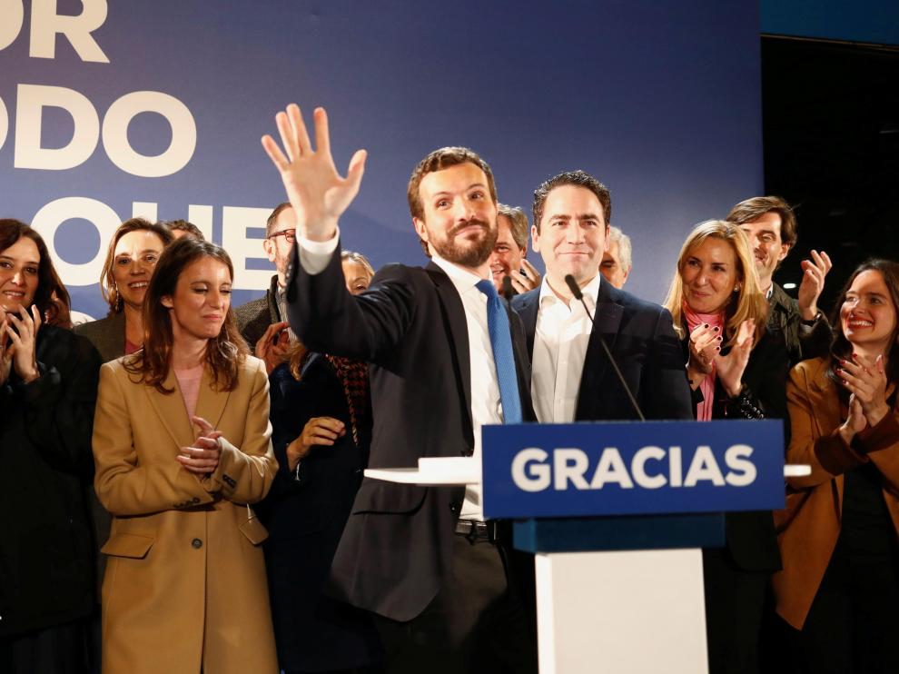 Pablo Casado, tras conocer el resultado de las elecciones.
